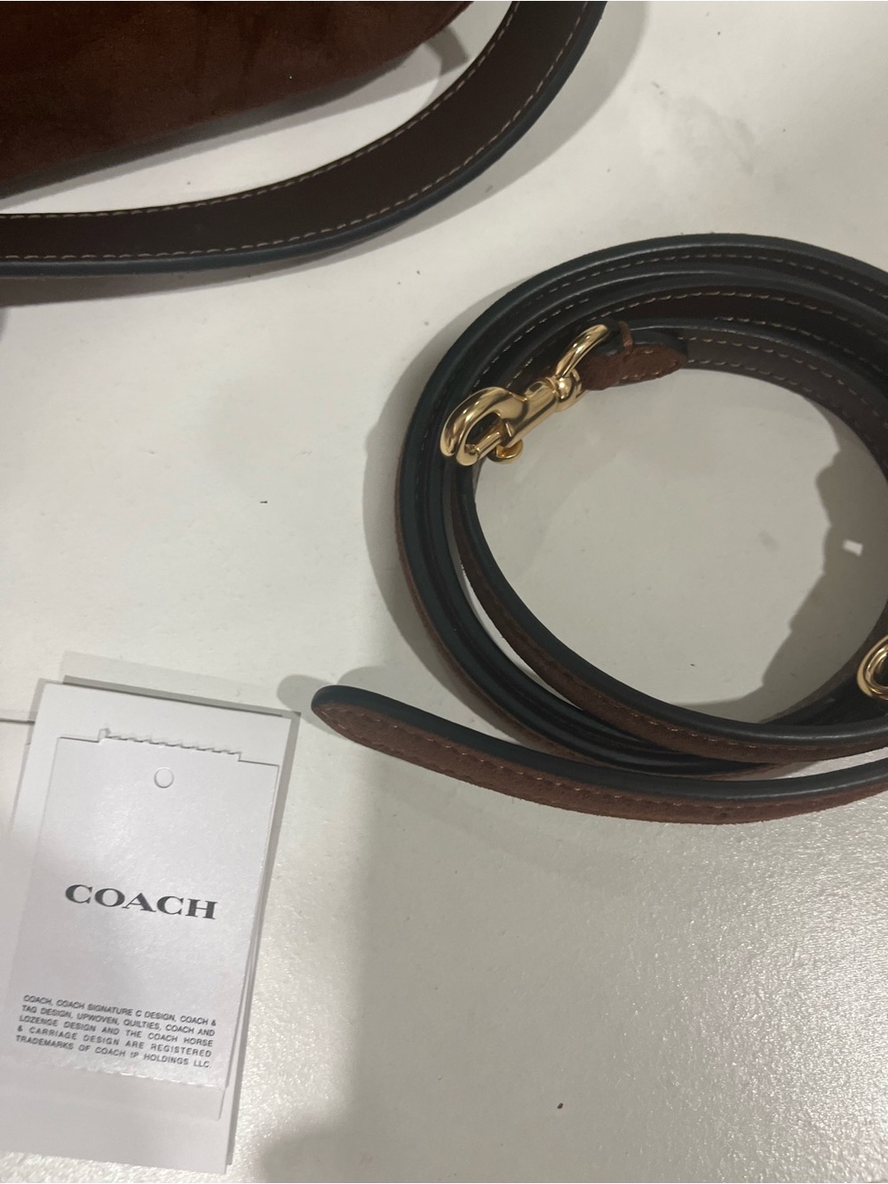 Coach Brown Suede Shoulder Bag with Gold Hardware - Picture 6 of 6